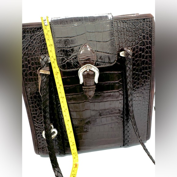 🌺Vintage 90s Brighton Donna Bag Tote Purse Brown Croc Buckle Heart Handbag🌸🌺 - Picture 8 of 16
